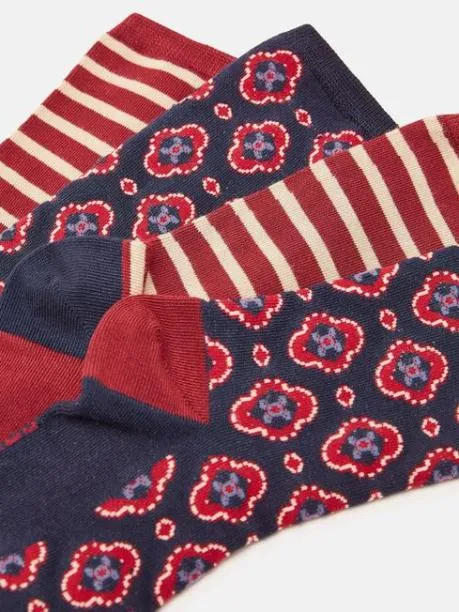 Socks Women Joules NavyRed 2 Pack Socks Size 48