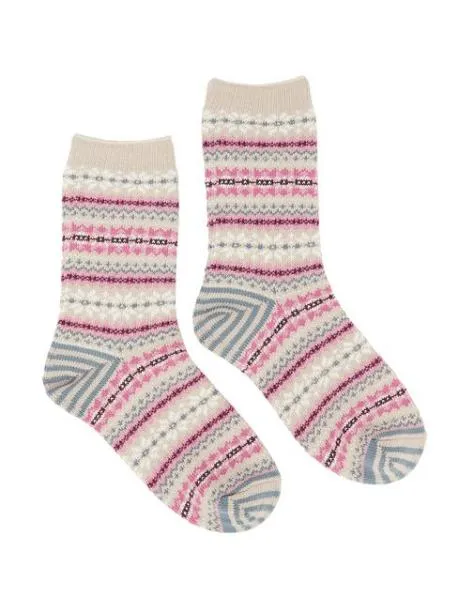 Socks Women Joules Oatmeal Fairisle Pattern Socks