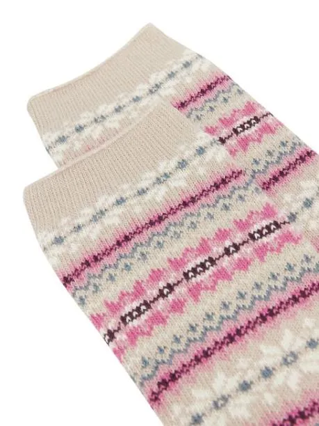 Socks Women Joules Oatmeal Fairisle Pattern Socks