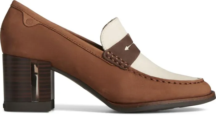 Sperry Flats and Loafers Women Seaport TwoTone Penny Heel Brownivory