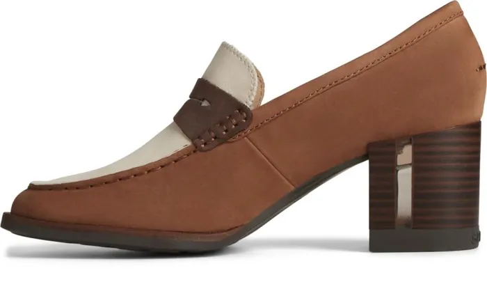 Sperry Flats and Loafers Women Seaport TwoTone Penny Heel Brownivory Sperry Flats and Loafers Women Seaport TwoTone Penny Heel Brownivory