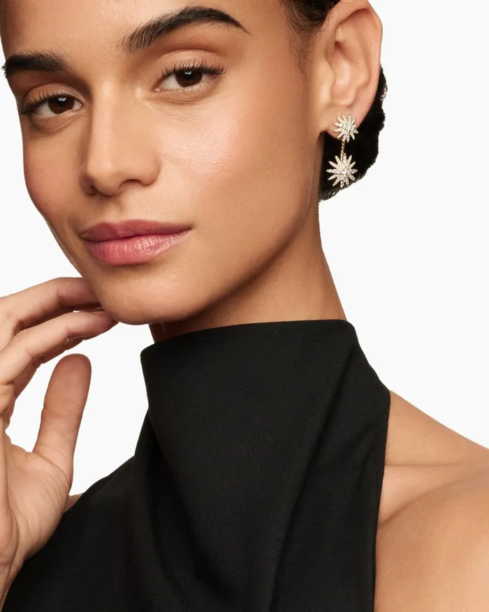 Starburst Double Drop Earrings In 18K Yellow Gold With Diamonds 325mm Women David Yurman Drop Starburst Double Drop Earrings In 18K Yellow Gold With Diamonds 325mm Women David Yurman Drop