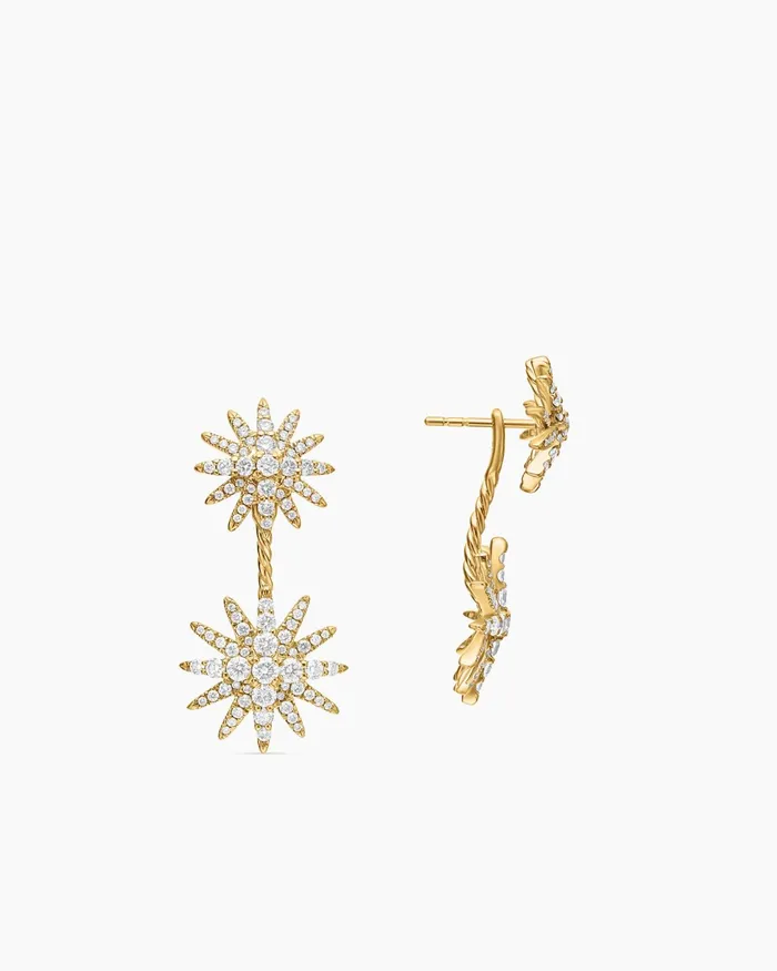 Starburst Double Drop Earrings In 18K Yellow Gold With Diamonds 325mm Women David Yurman Drop Starburst Double Drop Earrings In 18K Yellow Gold With Diamonds 325mm Women David Yurman Drop
