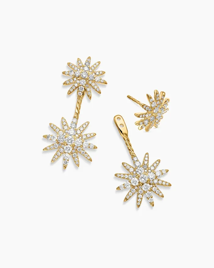 Starburst Double Drop Earrings In 18K Yellow Gold With Diamonds 325mm Women David Yurman Drop Starburst Double Drop Earrings In 18K Yellow Gold With Diamonds 325mm Women David Yurman Drop