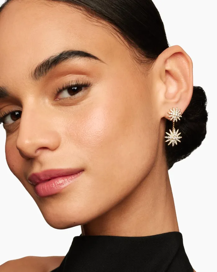 Starburst Double Drop Earrings In 18K Yellow Gold With Diamonds 325mm Women David Yurman Drop Starburst Double Drop Earrings In 18K Yellow Gold With Diamonds 325mm Women David Yurman Drop