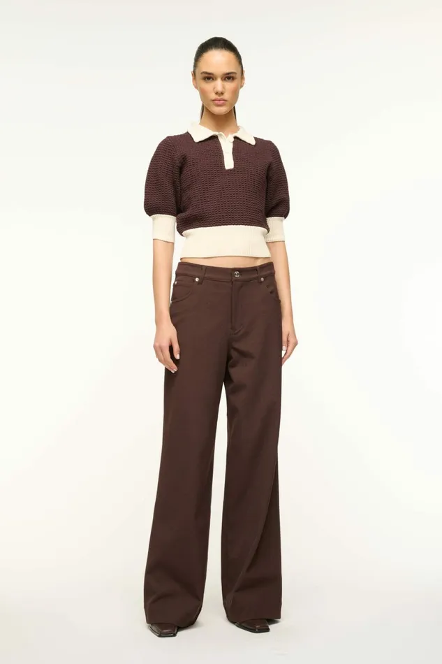 STAUD ALTEA SWEATER Dark Chocolate Ivory Women Tops STAUD ALTEA SWEATER Dark Chocolate Ivory Women Tops