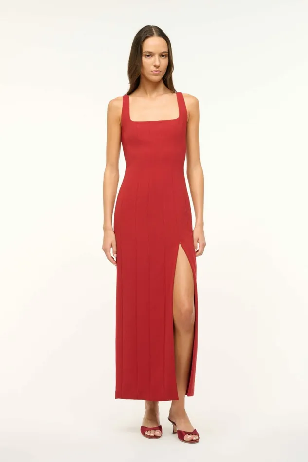 STAUD ANKLE PORTRAIT DRESS Rouge Women The Knit Shop