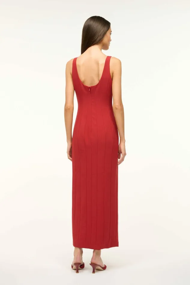 STAUD ANKLE PORTRAIT DRESS Rouge Women The Knit Shop STAUD ANKLE PORTRAIT DRESS Rouge Women The Knit Shop