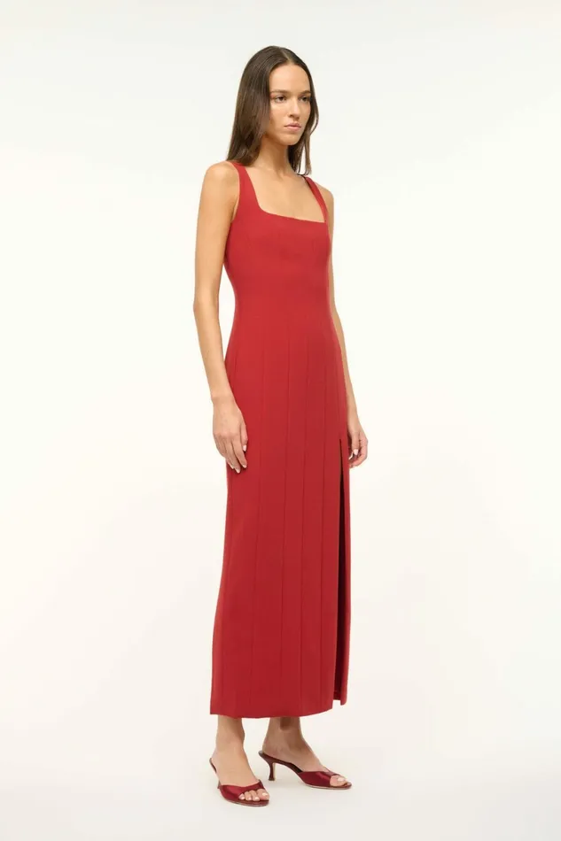STAUD ANKLE PORTRAIT DRESS Rouge Women The Knit Shop STAUD ANKLE PORTRAIT DRESS Rouge Women The Knit Shop