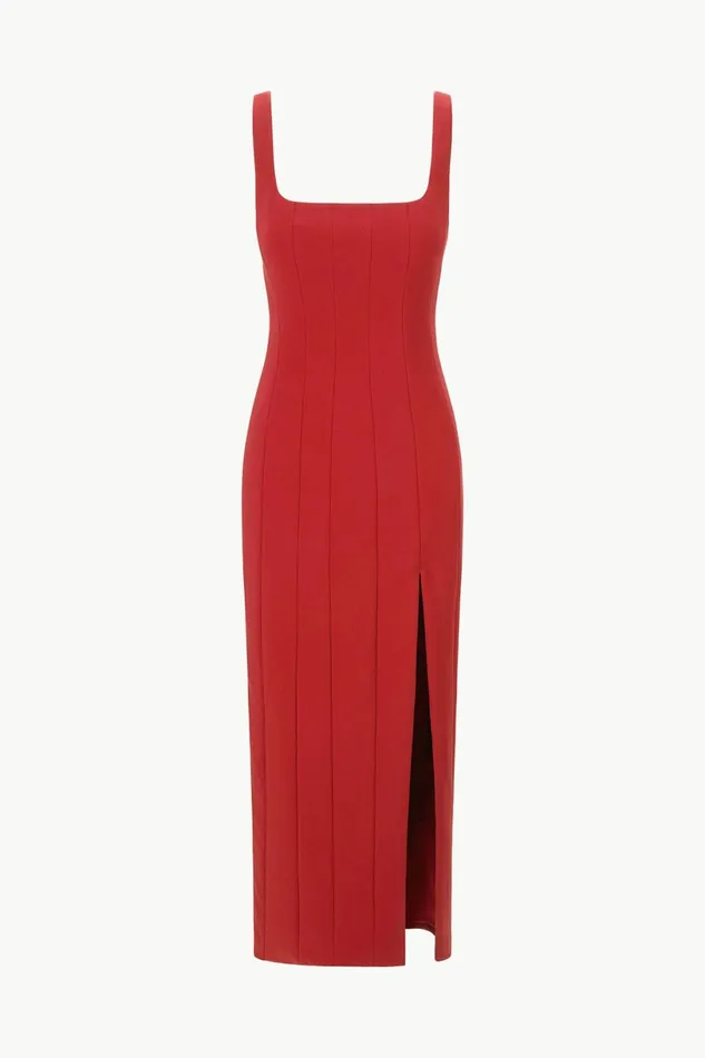 STAUD ANKLE PORTRAIT DRESS Rouge Women The Knit Shop STAUD ANKLE PORTRAIT DRESS Rouge Women The Knit Shop