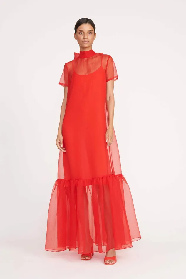 STAUD CALLUNA DRESS Red Rose Women Dresses