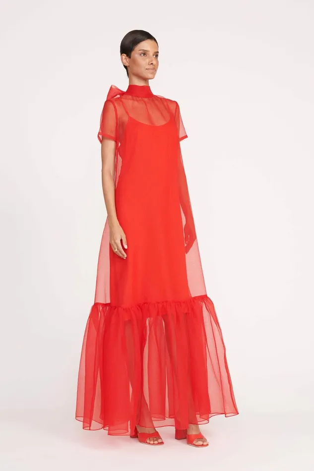 STAUD CALLUNA DRESS Red Rose Women Dresses STAUD CALLUNA DRESS Red Rose Women Dresses