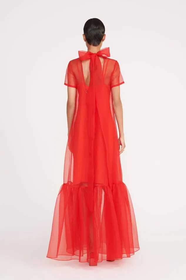 STAUD CALLUNA DRESS Red Rose Women Dresses STAUD CALLUNA DRESS Red Rose Women Dresses