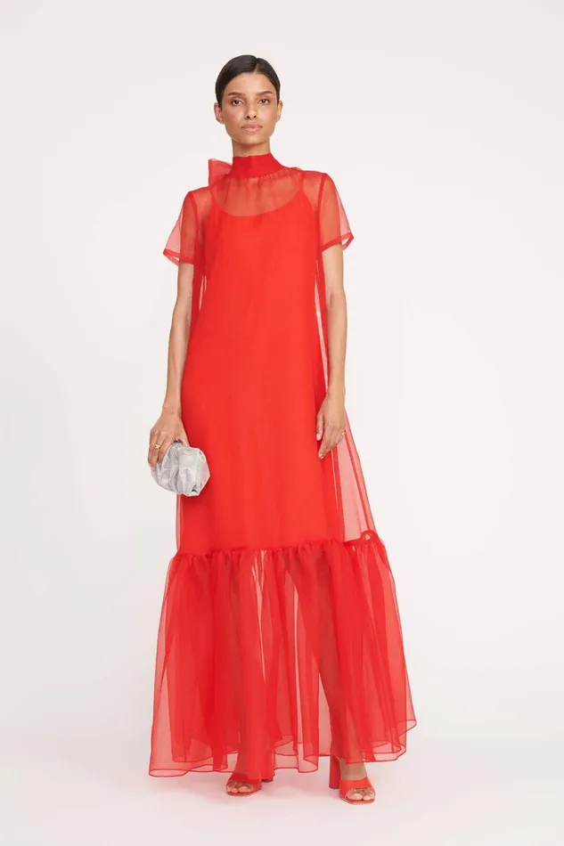 STAUD CALLUNA DRESS Red Rose Women Dresses STAUD CALLUNA DRESS Red Rose Women Dresses