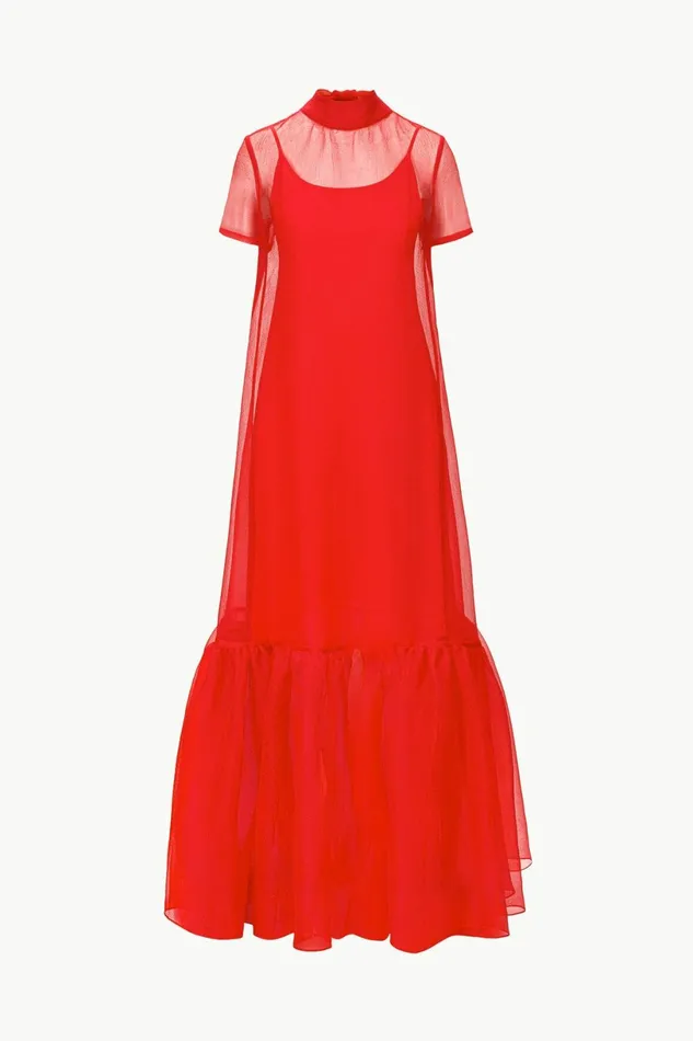 STAUD CALLUNA DRESS Red Rose Women Dresses STAUD CALLUNA DRESS Red Rose Women Dresses