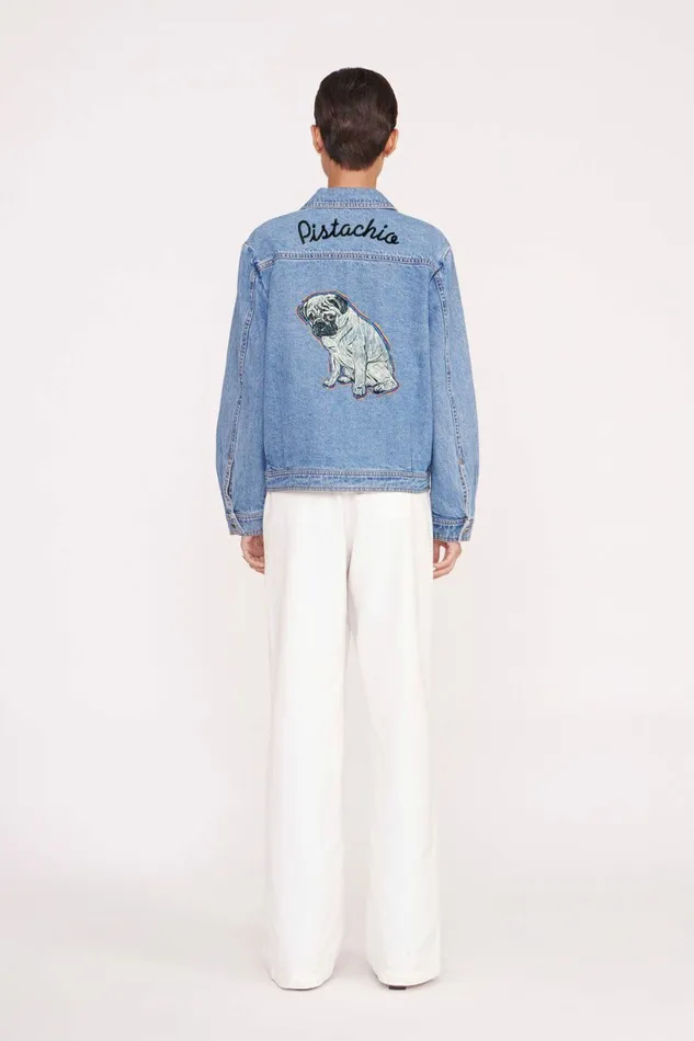 STAUD CUSTOM X CBONZ OVERSIZED RYAN DENIM JACKET Medium Wash Pet Outerwear and Jackets