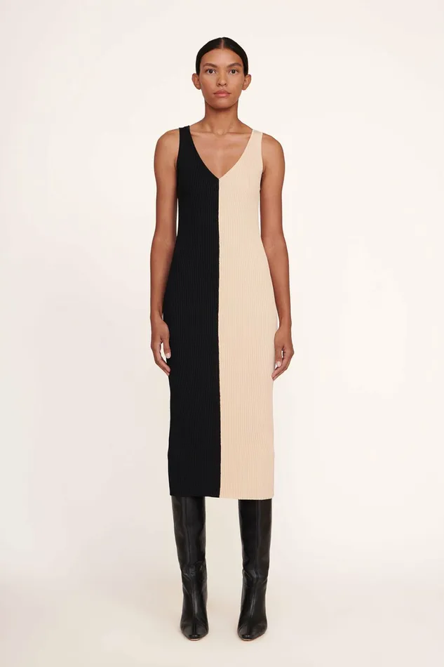 STAUD DANA DRESS Buff Black Women Dresses