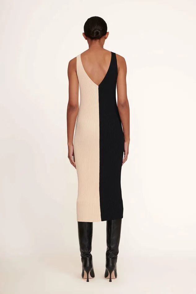 STAUD DANA DRESS Buff Black Women Dresses STAUD DANA DRESS Buff Black Women Dresses