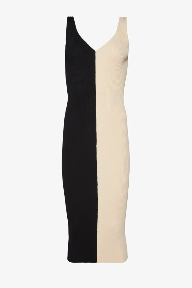 STAUD DANA DRESS Buff Black Women Dresses STAUD DANA DRESS Buff Black Women Dresses