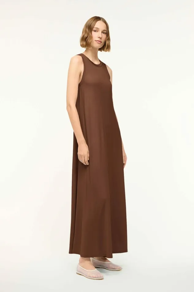 STAUD DAVI DRESS Dark Oak Women Dresses STAUD DAVI DRESS Dark Oak Women Dresses