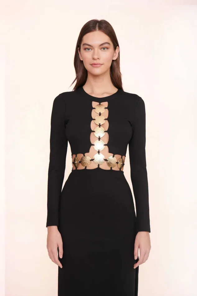 STAUD DELPHINE DRESS Black Women Dresses STAUD DELPHINE DRESS Black Women Dresses
