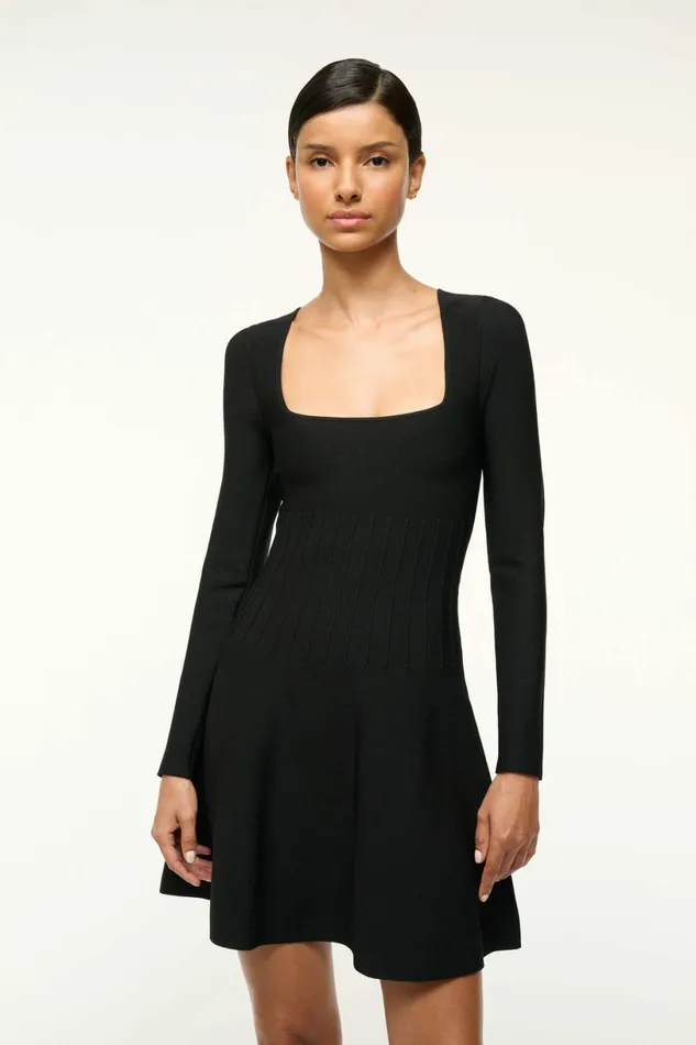 STAUD DEORA DRESS Black Women The Knit Shop STAUD DEORA DRESS Black Women The Knit Shop