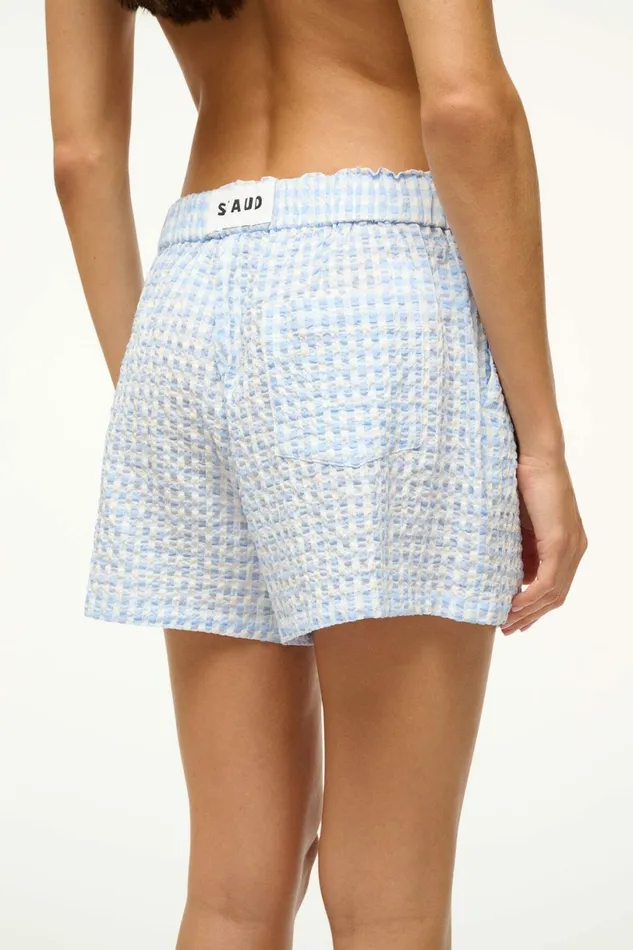 STAUD GABI COVERUP SHORT Sky Gingham Women Swim STAUD GABI COVERUP SHORT Sky Gingham Women Swim