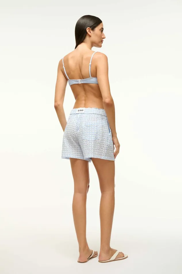 STAUD GABI COVERUP SHORT Sky Gingham Women Swim STAUD GABI COVERUP SHORT Sky Gingham Women Swim