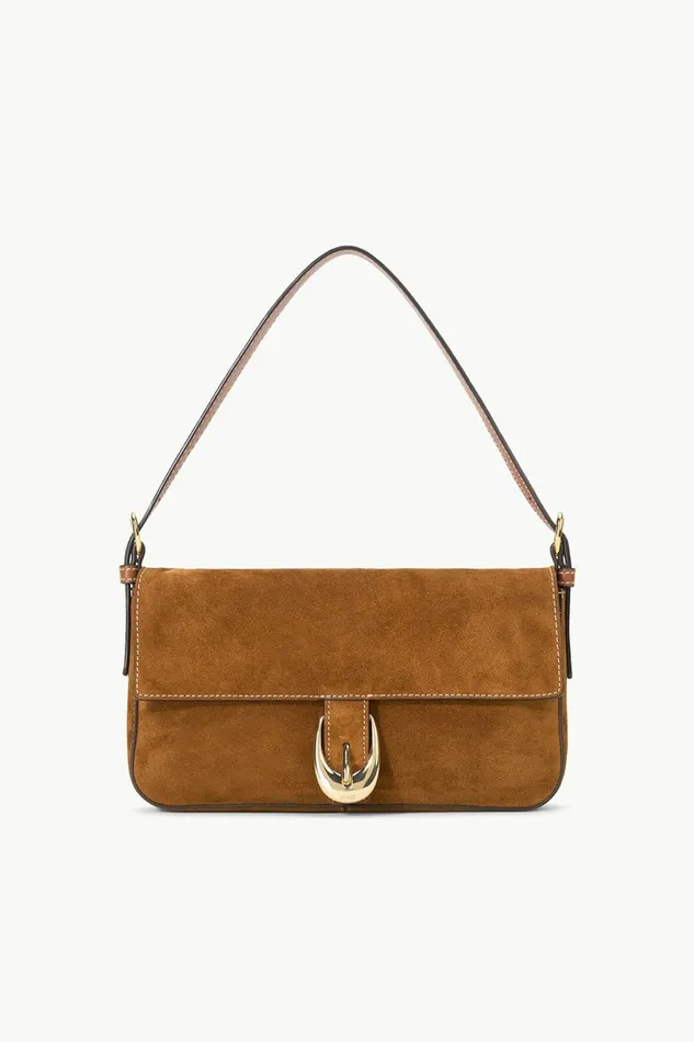 STAUD HARLOW BAG Tan Suede Women Shoulder