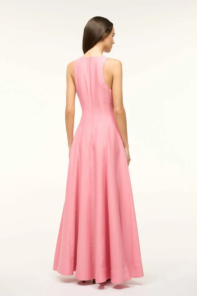 STAUD HEIKE DRESS Damask Pink Women Silk