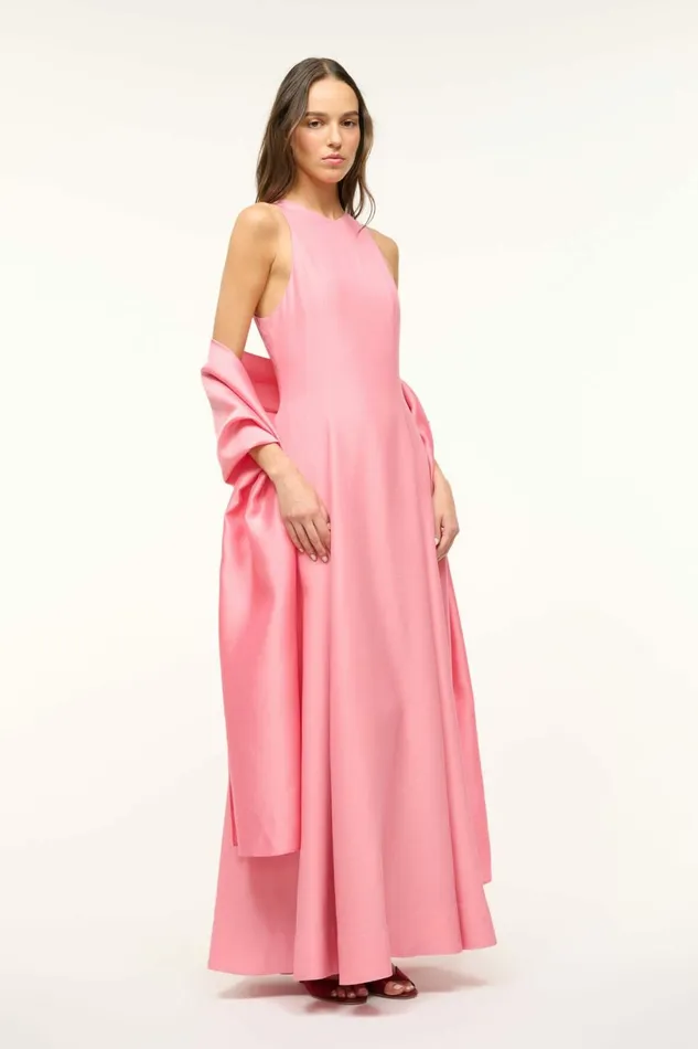 STAUD HEIKE DRESS Damask Pink Women Silk