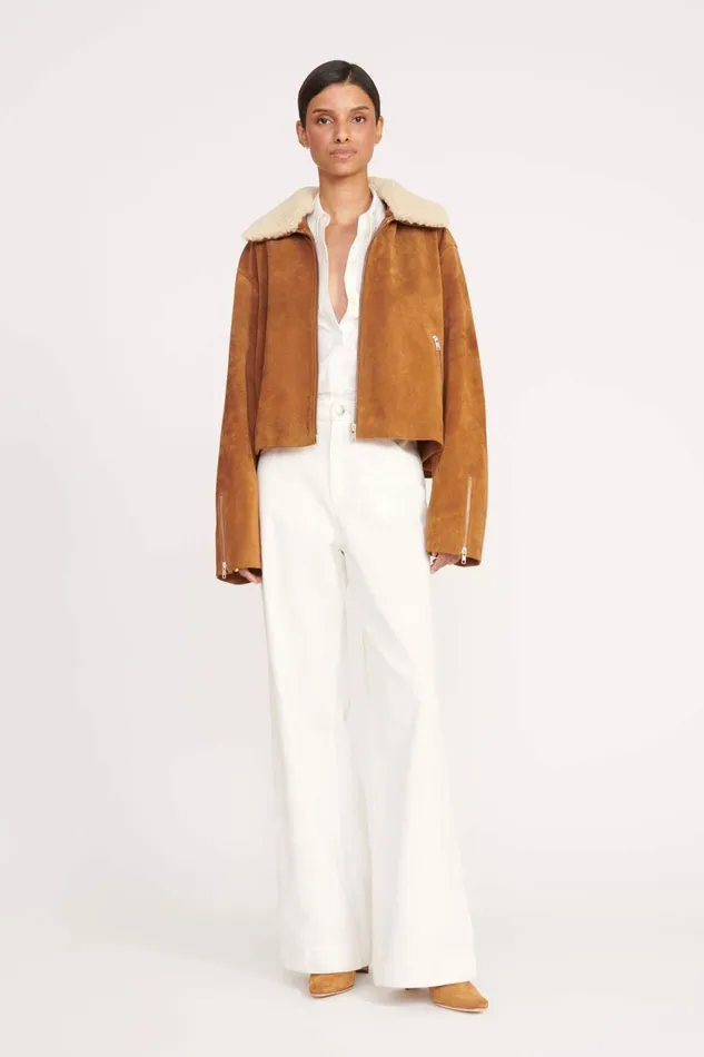 STAUD LENORA JACKET Tan Women Outerwear and Jackets STAUD LENORA JACKET Tan Women Outerwear and Jackets