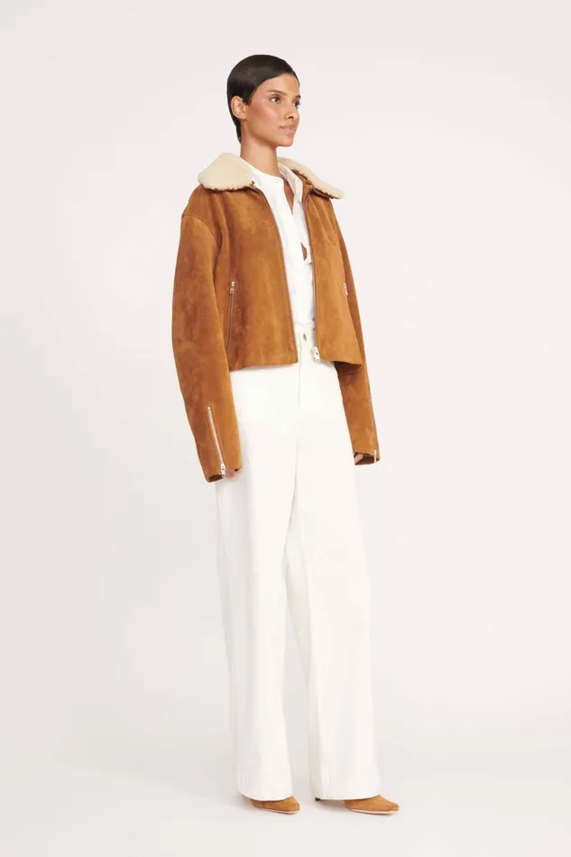STAUD LENORA JACKET Tan Women Outerwear and Jackets STAUD LENORA JACKET Tan Women Outerwear and Jackets