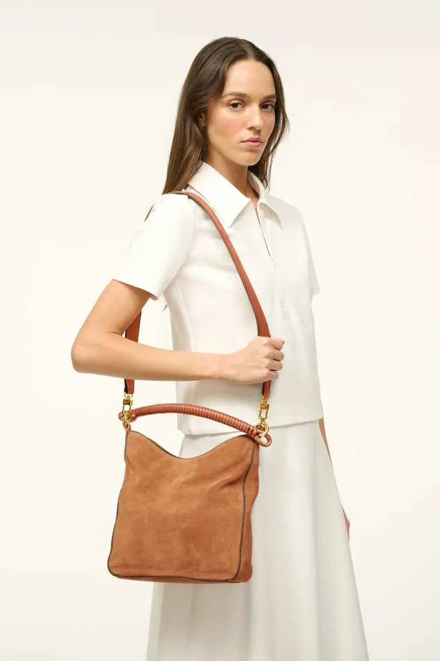 STAUD MEL BAG Tan Suede Women Shoulder STAUD MEL BAG Tan Suede Women Shoulder