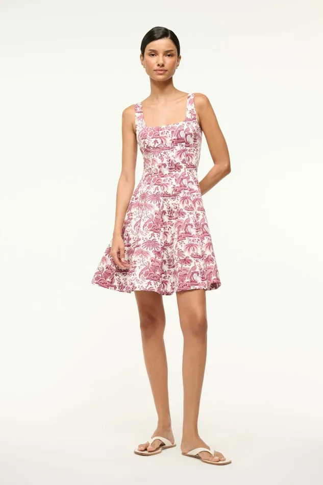 STAUD MINI WELLS DRESS Bordeaux Toile Women Dresses