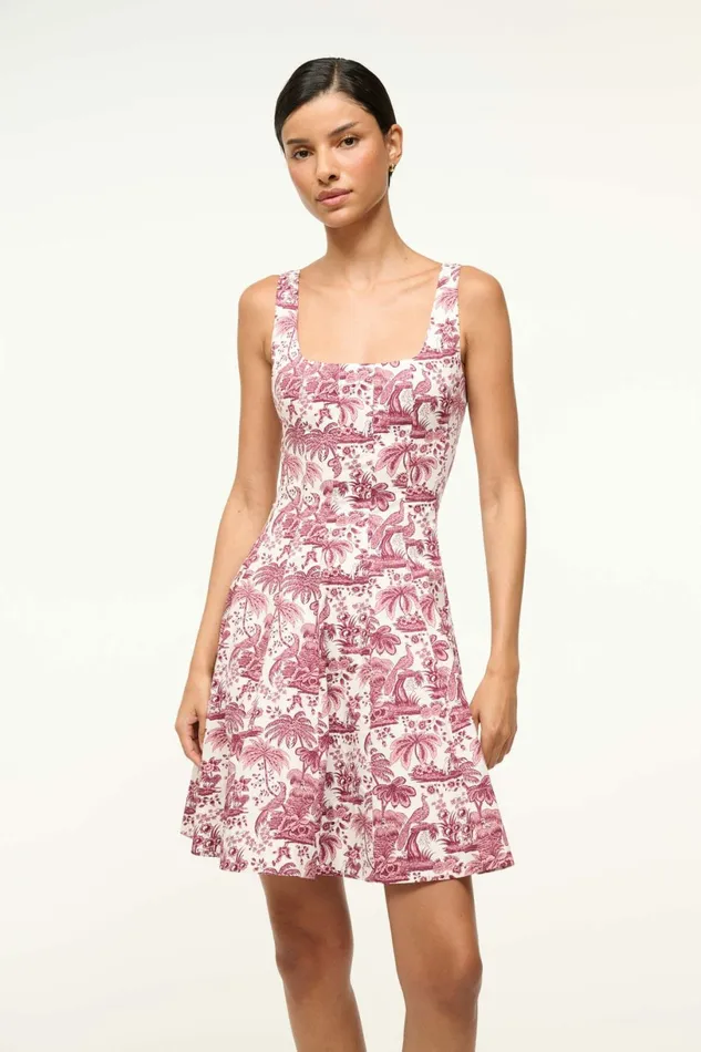 STAUD MINI WELLS DRESS Bordeaux Toile Women Dresses