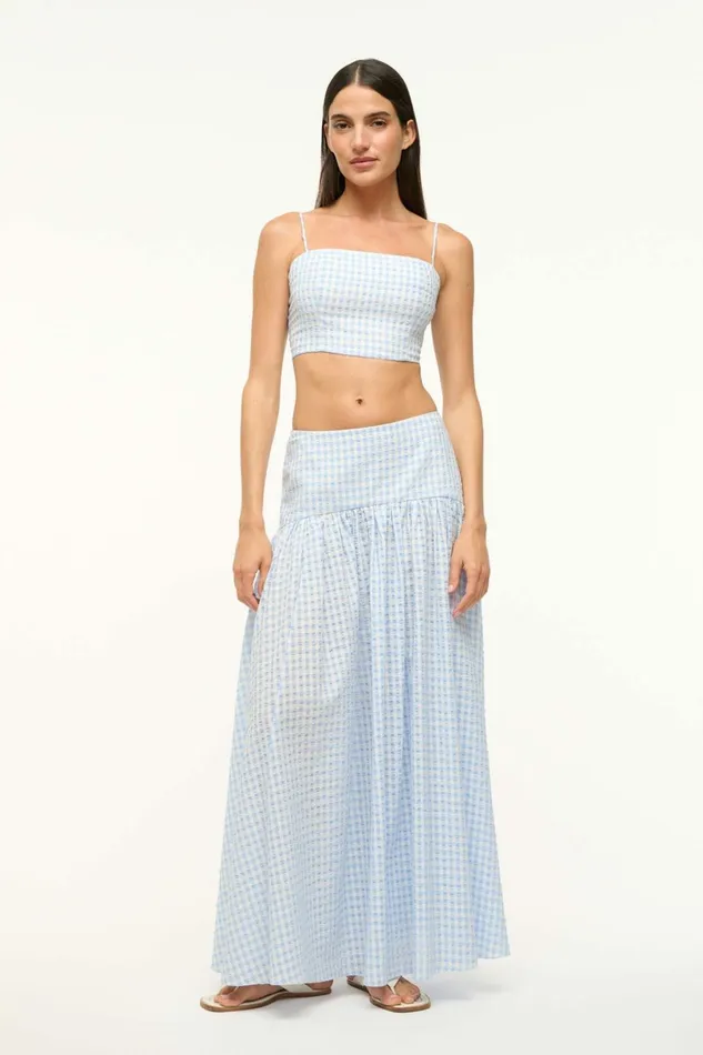 STAUD PROCIDA COVERUP SKIRT Sky Gingham Women Swim