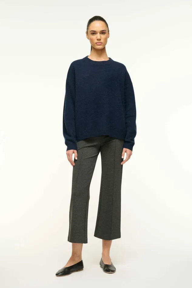 STAUD SERRANO CASHMERE RELAXED CREW Navy Women Sweaters STAUD SERRANO CASHMERE RELAXED CREW Navy Women Sweaters