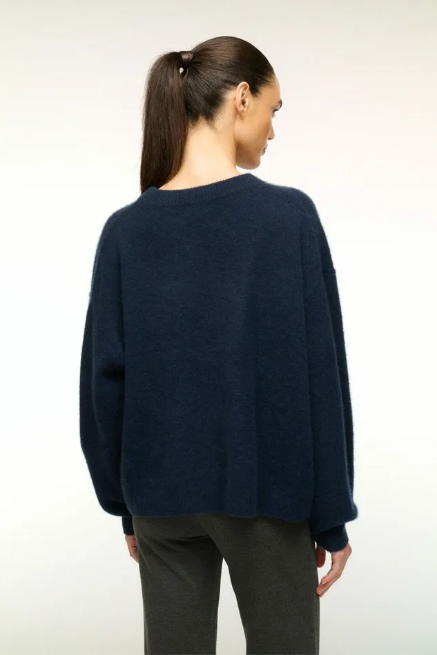 STAUD SERRANO CASHMERE RELAXED CREW Navy Women Sweaters STAUD SERRANO CASHMERE RELAXED CREW Navy Women Sweaters
