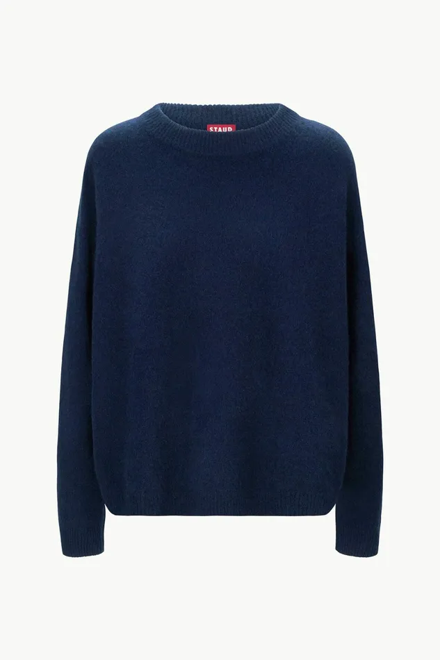 STAUD SERRANO CASHMERE RELAXED CREW Navy Women Sweaters STAUD SERRANO CASHMERE RELAXED CREW Navy Women Sweaters