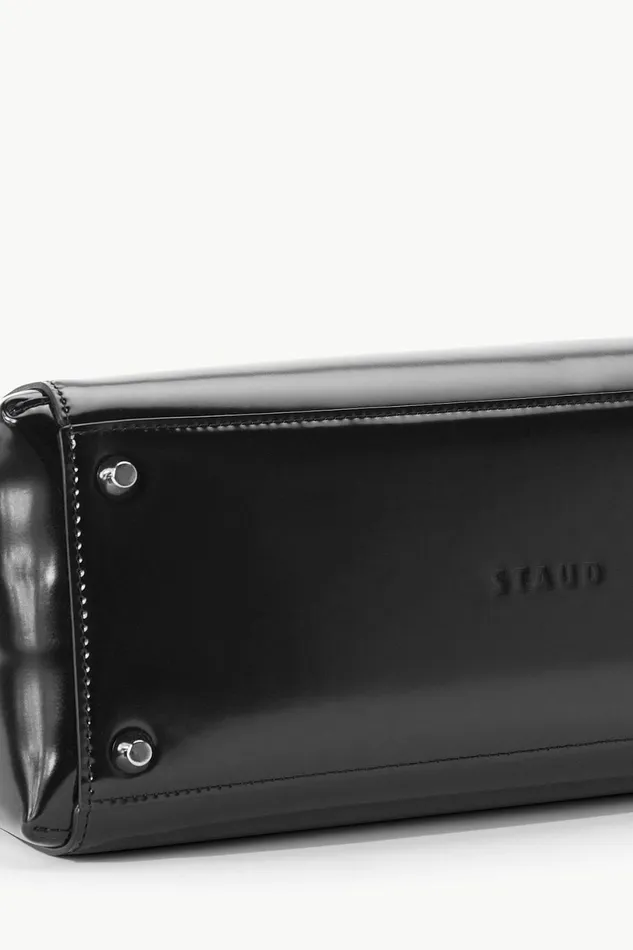STAUD SHIRLEY LEATHER BAG Black Polished Women Totes