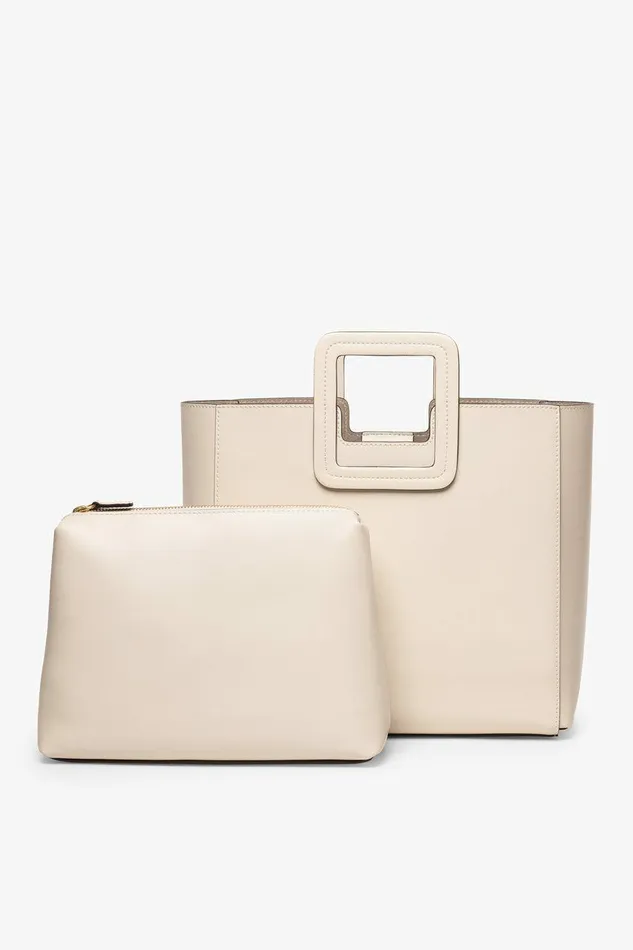 STAUD SHIRLEY LEATHER BAG Cream Women Totes