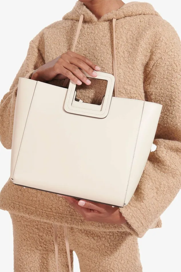 STAUD SHIRLEY LEATHER BAG Cream Women Totes