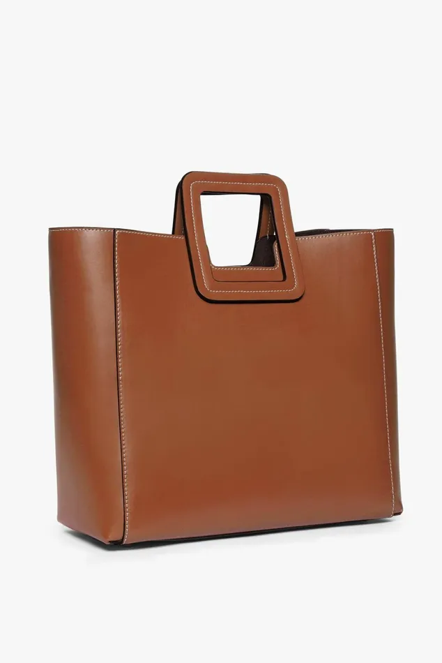 STAUD SHIRLEY LEATHER BAG Saddle Women Totes