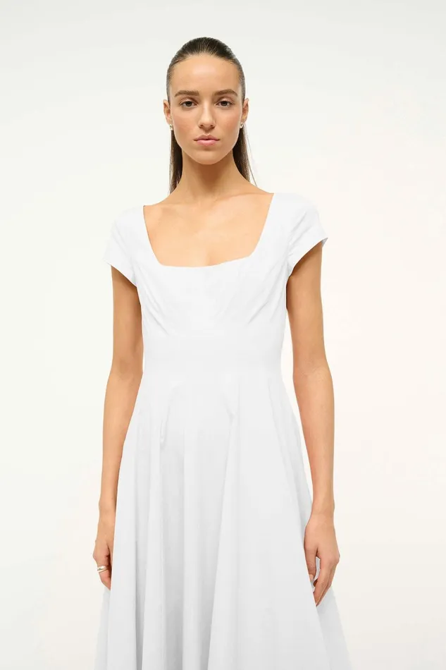 STAUD SHORT SLEEVE WELLS DRESS White Women Dresses STAUD SHORT SLEEVE WELLS DRESS White Women Dresses