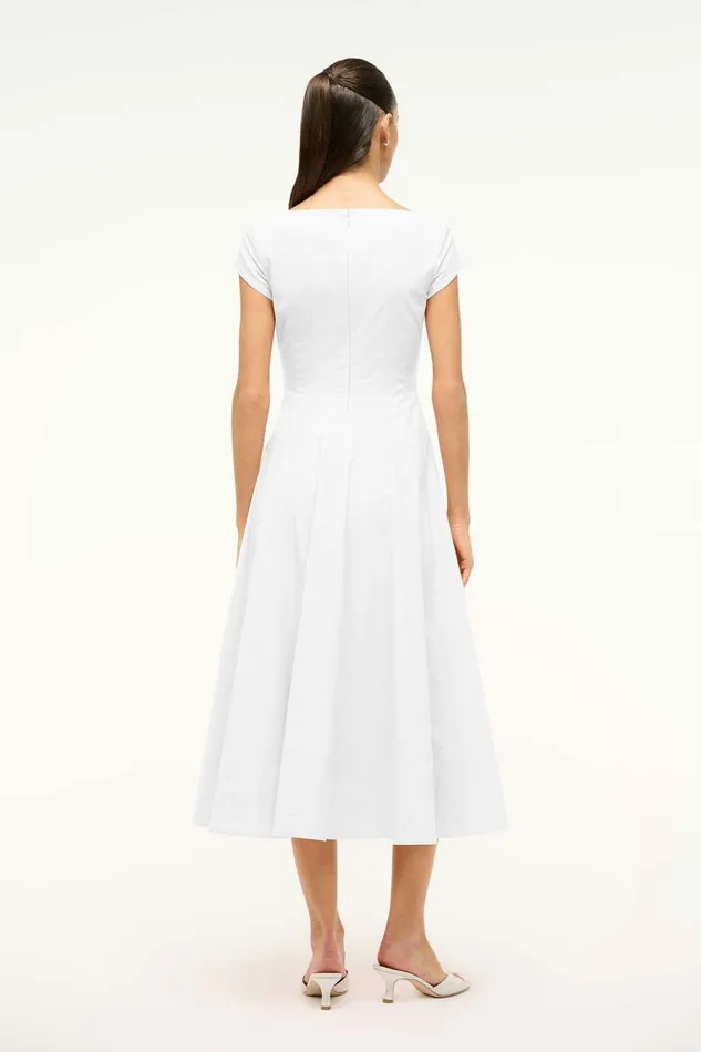 STAUD SHORT SLEEVE WELLS DRESS White Women Dresses STAUD SHORT SLEEVE WELLS DRESS White Women Dresses