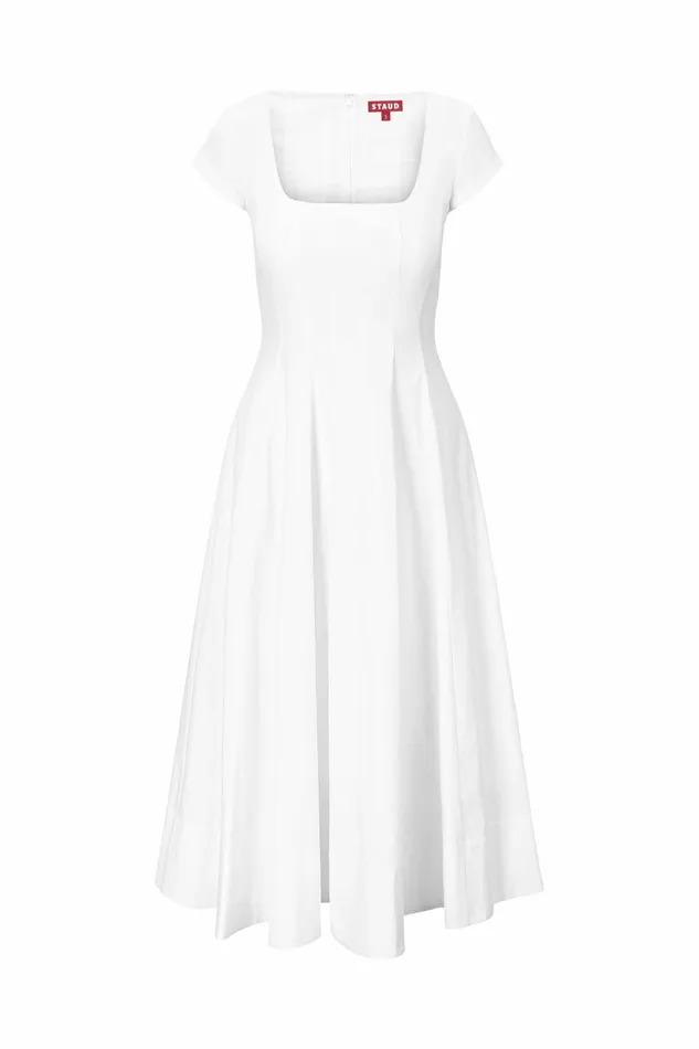 STAUD SHORT SLEEVE WELLS DRESS White Women Dresses STAUD SHORT SLEEVE WELLS DRESS White Women Dresses
