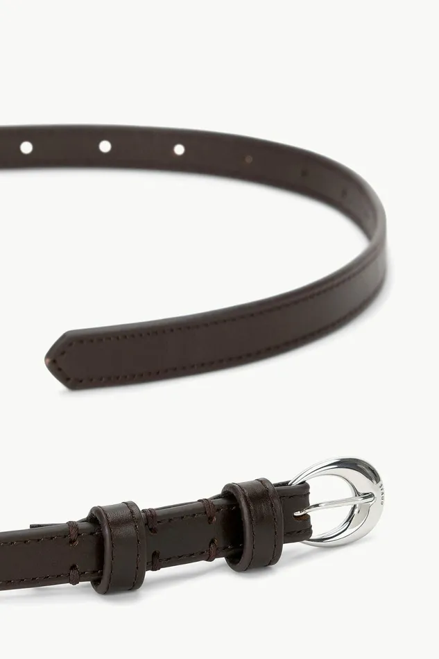 STAUD SLIM MOON BUCKLE BELT 8211 13MM Mahogany Silver Women Essentials STAUD SLIM MOON BUCKLE BELT 8211 13MM Mahogany Silver Women Essentials