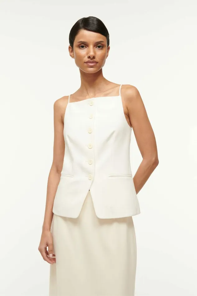 STAUD UNA TOP Ecru Women Tops