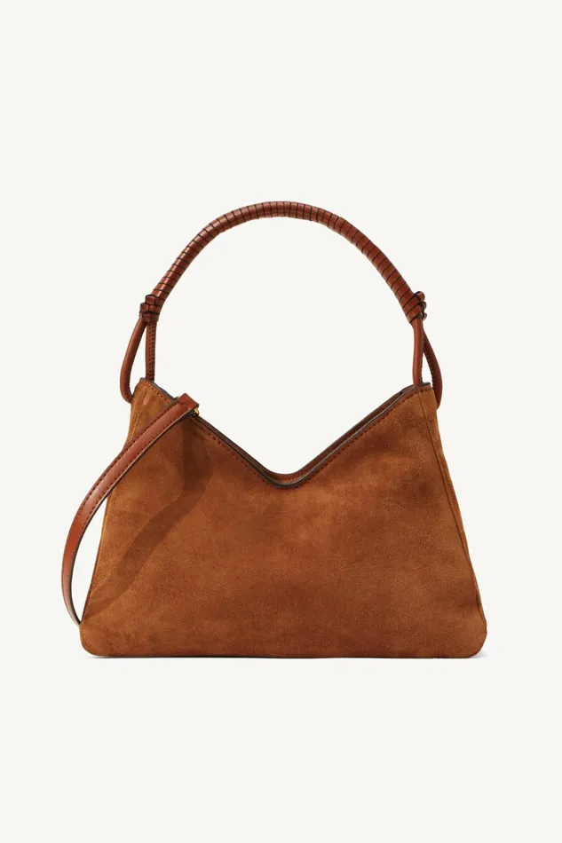 STAUD VALERIE SHOULDER BAG Tan Suede Women Shoulder